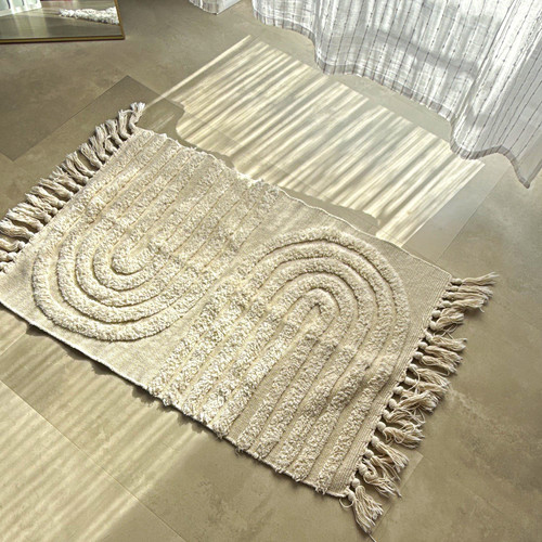 Baumwollteppich beige 90 - baumwollteppich,